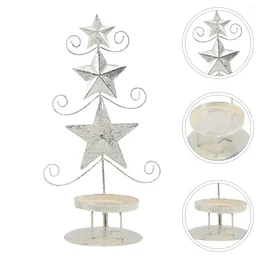 Candle Holders Holderchristmas Tealight Candlestick Tree Star Candles Holiday Decorative Cup Retro Tabletop Centerpiece Stand Silver Pillar