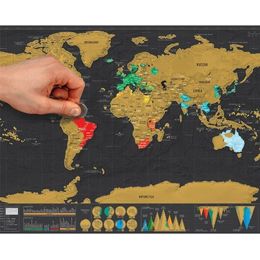 Wall Stickers 1pc Deluxe Erase World Travel Map Scratch Off World Map Travel Scratch For Map Room Home Office Decoration Wall Stickers 221008