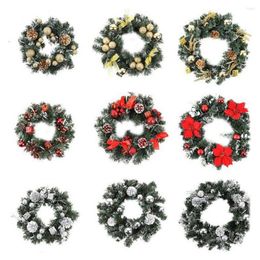 Decorative Flowers 20/30/40cm Christmas Wreath Decoration For Home Pine Cones Led Light Artificial Garland Front Door