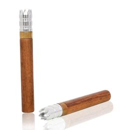 Smoking Natural Wood Philtre Pipes Catcher Taster Bat One Hitter Dry Herb Tobacco Metal Digger Gear Portable Cigarette Holder Wooden Tube DHL