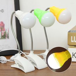 Table Lamps Portable 360 Adjustable USB Plug LED Clamp Night Light Compact Bed Desk Edge