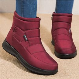 Stiefel Frauen Knöchel Für Winter Schuhe 2022 Warme Pelz Schnee Wasserdichte Flache Botas Femininas Zipper Botines 221007