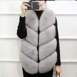 Women's Fur 2022 Vetement Winter Faux Coat Patchwork Furry Vest Plus Size Lolita Slim Wild Vests AW195