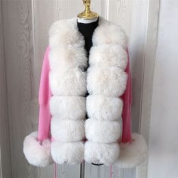 Women's Fur Faux Women Knit Sweater cardigan Spring Autumn elegant Knitted sweater with faux fur collar Ladies Fashion Coat coat 221007