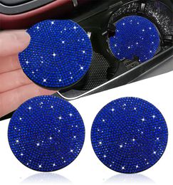 Mats Pads Bling Car Cup Holder Coaster 2.75 inch Anti-Slip Shockproof Universal Fashion Vehicle Coasters Insert Bling Rhinestone XB1