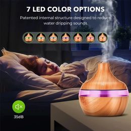 Other Home Garden Electric Aroma Air Diffuser Essential Humidifier Ultrasonic USB Wood Grain Mini Mist Maker LED Light 221007