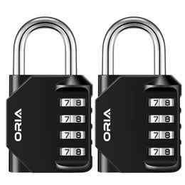 Door Locks ORIA 2PCSSet Padlock 4 Digit Combination Lock Waterproof Password For Suitcase Bag Package Cabinet Locker Window Key 221007