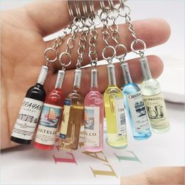 Key Rings Cute Novelty Resin Beer Wine Bottle Key Rings Assorted Color For Women Men Car Bag Keychain Pendant Accessions W Bdejewelry Dh46F