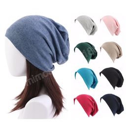 Wool Unisex Beanie Hat Plain Jersey Slouchy Oversize Skull Cap Cotton Baggy Hat Candy Color for Women Men Warm Headwear