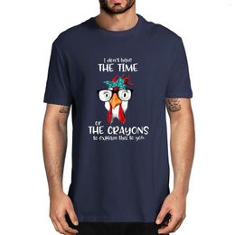 Men's T Shirts I Don't Have The Time Or Crayons To Explain This You Funny Chickens Wear Glasses Saying Retro Men's Cotton T-Shirt