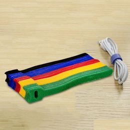 Other Household Sundries 50Pcs /100Pcs Releasable Ties Coloured Plastics Reusable Nylon Loop Wrap Zip Bundle T-Type Wire Drop Delivery Dhuql