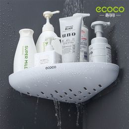 Bathroom Shelves ECOCO Storage Shelf Shower Snap Up Corner Shampoo Holder Basket Wall for Shelving Kitchen 221007