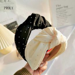 Headbands PROLY New Fashion Wide Side Hairband Adult Soft Rhinestone Inlay Headband Top Quality Turban Women Hair Accessories T221007