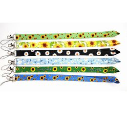 cell phone lanyard Straps Sunflower Car Keychain ID Card Pass Mobile Phone Key Ring Badge Holder Jewelry