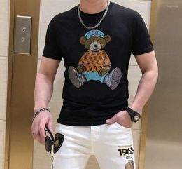 Men's T Shirts 2022 Arrived Designer Rhinestone Brand Short Sleeve Men T-shirt Loose Casual Summer Shirt Clothing