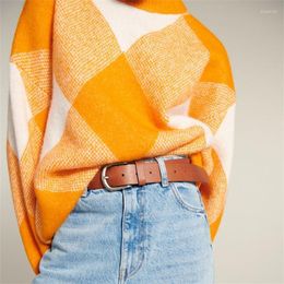 Women's Sweaters 2022 Women's Autumn And Winter Pullover Knitted Sweater Loose Yellow Diamond Print Pattern Top Long Sleeve