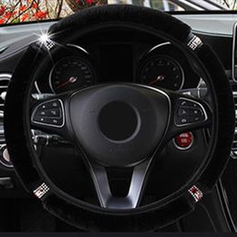 Steering Wheel Covers Rhinestone Cover Plush Accessories Soft Car Shiny Autumn