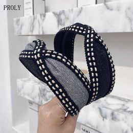 Headbands PROLY New Fashion Women Headband Vintage Cross Knot Elegant Turban Adult Casual Wide Side Turban Hair Accessories Wholesale T221007