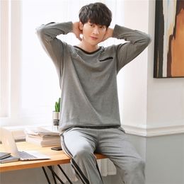 Men's Sleepwear Pajamas Set Autumn Winter Leisure Elastic Waist Men Cotton Long Sleeve Nightwear Loose Homewear Cloth 221007