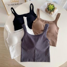 Bustiers & Corsets 2022 Wide Shoulder Vest Seamless Camis Thread Solid Colour Wire Free Bra Cotton Wrapped Chest Girls Tube Tops Lingerie