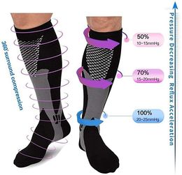 Men's Socks 48 Styles Men Women Compression Fit For Sports 15-20 Mmhg Varicose Veins Unisex Outdoor Black