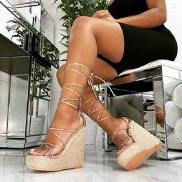 Sandals IPPEUM 2022 Fashion Summer Wedges Women Open Toe Ankle Strap Ladies Platform High Heels Shoes Size4-10