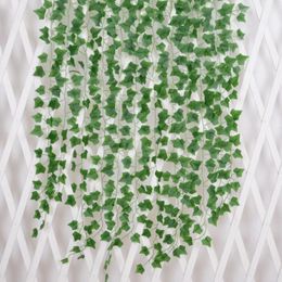 Decorative Flowers Artificial Plant Vines Wall Hanging Rattan Leaves Branches Outdoor Garden Home Decor Plastic Fake Silk Leaf Green Ivy