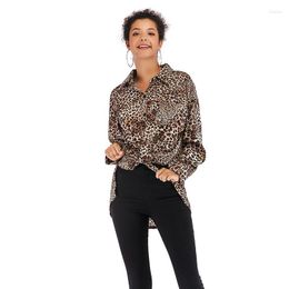 Women's Blouses Women's & Shirts Womens Tops And Single-Breasted Leopard Chiffon Shirt Fashion Turn-down Collar Long-Sleeved Blouse