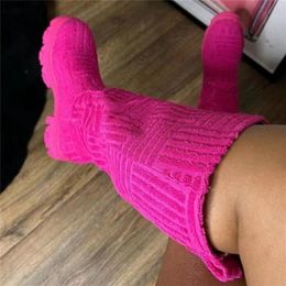 Boots Luxury Brand 2023 Women Thicksoled Thickheeled Warm s Towel Cotton Motorcycle 3643 221007