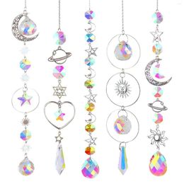 Decorative Figurines 5pcs/set Easy Instal Crystal Suncatcher Chandelier For Window Gift Hanging Ornament Beads Moon Star Prism Bedroom Home