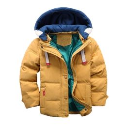 Casaco para baixo infantil parkas 4 10t inverno infantil garoto meninos casuais jaqueta com capuz para casacos sólidos 221007