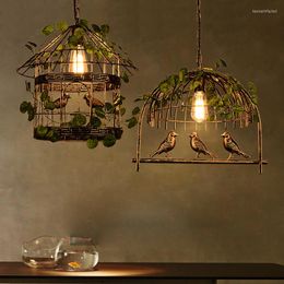 Pendant Lamps Industrial Wind Restaurants Lamp Clothing Stores Bar Stage Bird Cage Lighting American Retro Plants Hanging