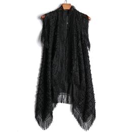 Men's Vests Spring autumn men fashion tassel punk hip hop long vest nightclub DJ stage cloak costume casual sleeveless jacket waist coat 221008