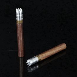 Smoking Natural Wood Philtre Pipes Catcher Taster Bat One Hitter Dry Herb Tobacco Metal Digger Gear Portable Cigarette Holder Wooden Tube