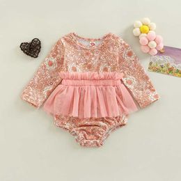 Rompers Cute Baby Clothes Spring Autumn New Fashion Baby Toddler Girls Clothes Flower Print Tulle Long Sleeve Romper Jumpsuit J220922