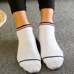 Men's Socks Wholesale- 1 Pairs Summer Cotton Stripe Women Men Sock Male Casual Low Cut Ankle Short Meias Homens1