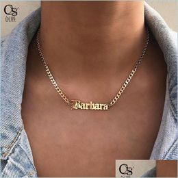 Pendant Necklaces Gold Plated Stainless Steel Custom Name Letter Pendant Necklace For Men Women Jewelry Gift Friends 130 U2 Drop Deli Dhzxx