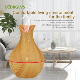 Other Home Garden Electric Air Humidifier Wood Grain Essential Oil Diffuser Portable Ultrasonic Aromatherapy USB Mini Mist Maker LED Light For Hom 221007