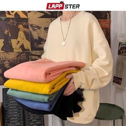 Mens Hoodies Sweatshirts LAPPSTER Men Solid 7 Colors Harajuku Autumn Korean Fashions Oversized Japanese Streetwear Clothes 221007