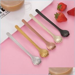 Coffee Scoops 1Pcs Cute Style Cat Paw Spoon For Tea Coffee Milk Drink Ice Cream Cake Stainless Steel Tableware Drop Delivery 2021 Hom Dhrms