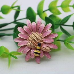 Brooches DoreenBeads Fashion Daisy Flower Series For Women Accessories Bee Grey Enamel 40mm X 1 Piece