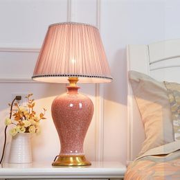 Table Lamps Jingdezhen Ceramic Lamp Bedroom Bedside American Style Desk Wedding Pink Living Room