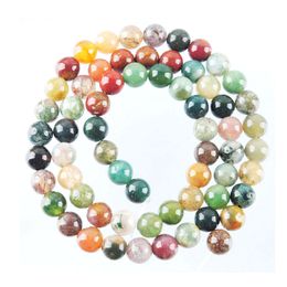 4/6/8/10/12mm Indian Agate Round Beads Stone Spacer Loose Beads For Jewelry Making DIY Bracelet Necklace Accessories BY922