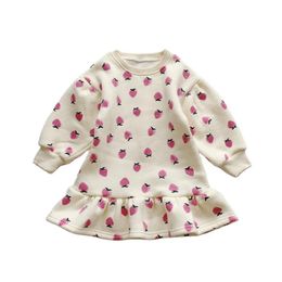 Baby Kids Clothing Girl Kleider Winter Mode süß süßer Plüsch warm warmer A-Linie-Prinzessin Rock mit Rüschen für Kinder Kleidung Dobby Dobby