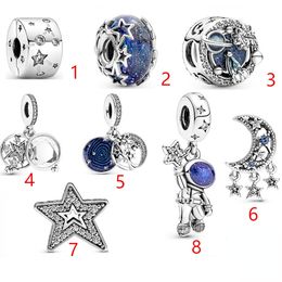 Novo Popular 925 Sterling Silver Pingente Xiang'l Blue Sky Marine Suspension Safety Chain Adequado para Pandora Charm Bracelet Gre presente de anivers￡rio de joalheria feminina