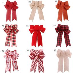 Burlap christmas decorations bow handmade holiday gift tree decoration bows 9 Colours RRB16116