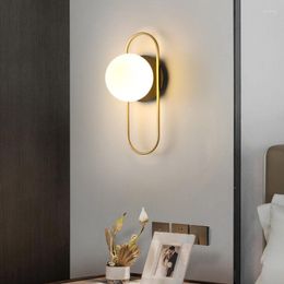 Wall Lamp Modern LED Lamps Black Gold Glass Ball Sconces Living Rom Bedroom El Decor Lights Bedside Aisle G9