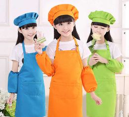 Kids Aprons Pocket Craft Cooking Baking Art Painting Kitchen Dining Bib 12 Colours Suits