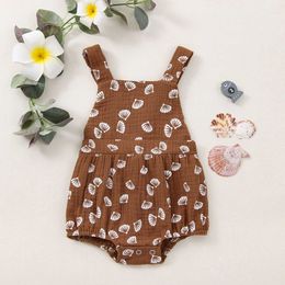 Rompers Newborn Baby Girls Boys Soft Cotton Rompers Summer Toddler Infant Shell Print Sleeveless Jumpsuit Kids Baby Clothes J220922