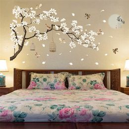 Wall Stickers 187128cm Big Size Tree Wall Stickers Birds Flower Home Decor Wallpapers for Livingroom Bedroom DIY Vinyl Rooms Decoration 221008